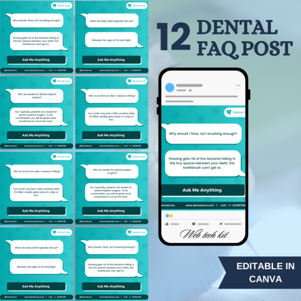 Dental Ask the Doctor FAQ Canva Editable